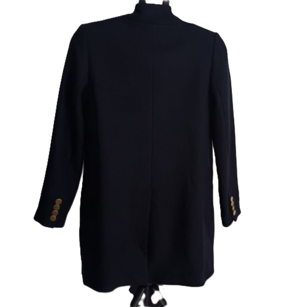 Mango Wool Blend Double Breasted Mid-Thigh Suit Coat Navy Blue Women’s XXS EUC - Picture 4 of 16